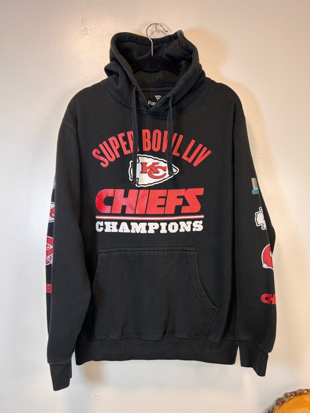 Fanatics Black NFL KC Chiefs 'Super Bowl Two Time Champions' Hoodie Size Medium